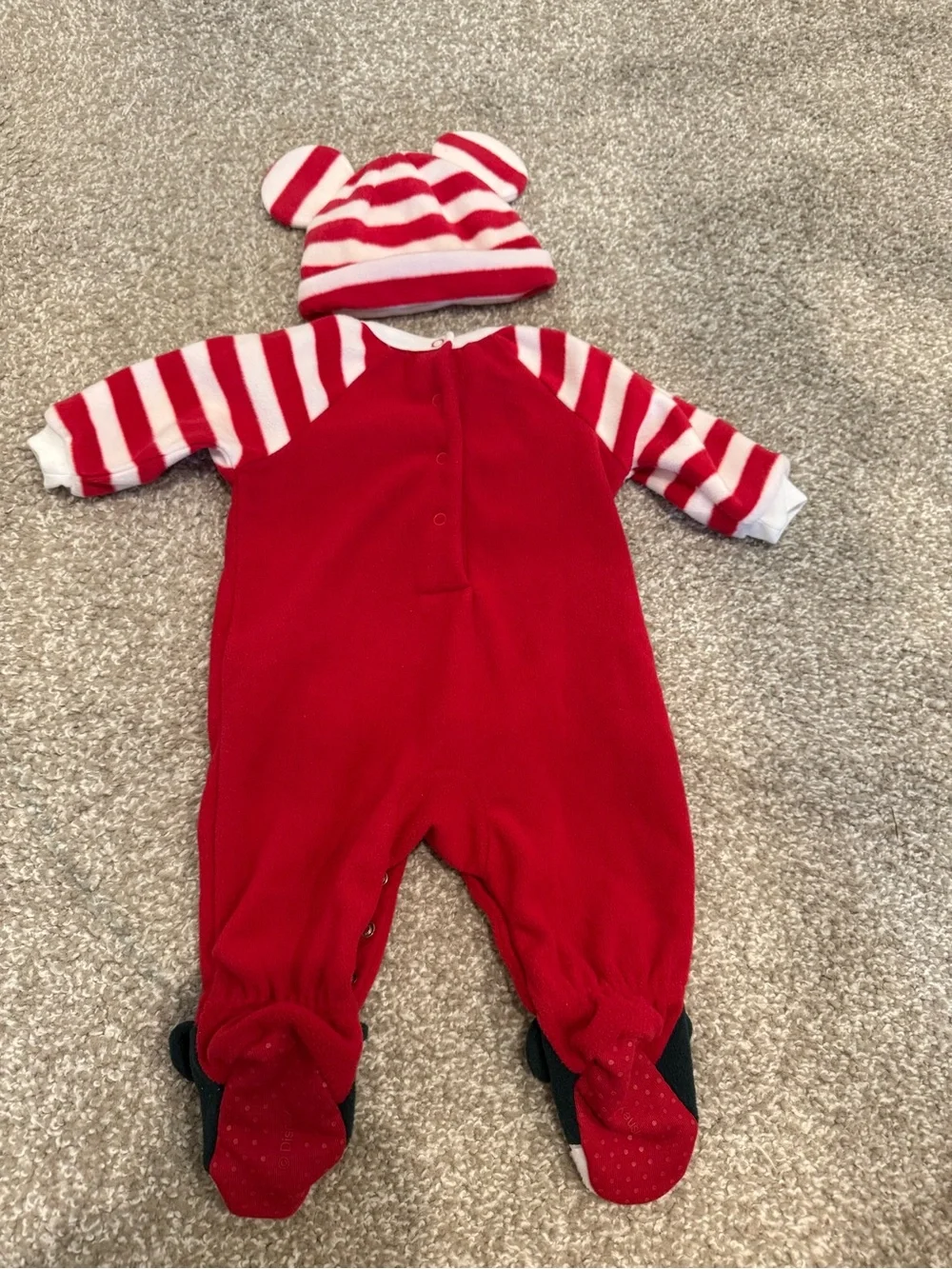 My First Christmas Red Striped Baby One-Piece 0-3months